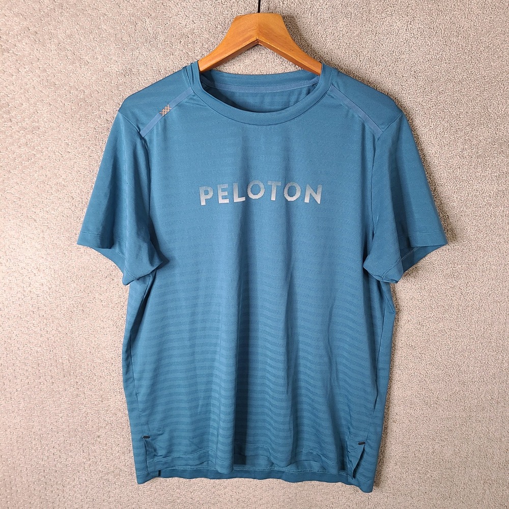 Rhone Peloton Shirt Mens Large Blue Short Sleeve Swift Training Athletic